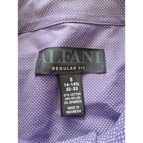 Alfani Men's Regular Fit Stain Resistant Dot Dress Shirt Purple S 14-14.5/32-33 - Picture 7 of 7